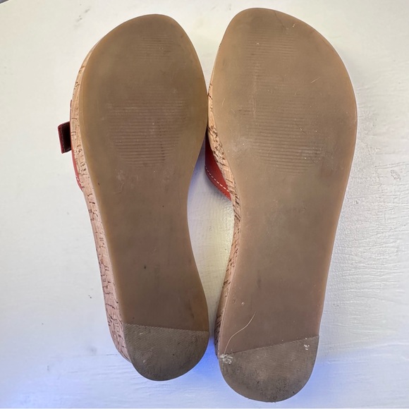 Antonio Melani Logan Orange Leather Cork Wedge Sandals Slides Women's Size 7.5 M - Picture 4 of 13